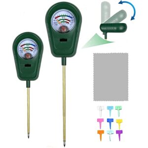 upgraded 3 in 1 soil moisture/ph/fertility meter soil test kit soil moisture meter 90 degree foldable soil test kit for lawns, garden, farm, house, indoor, outdoor, plants no battery needed (b)