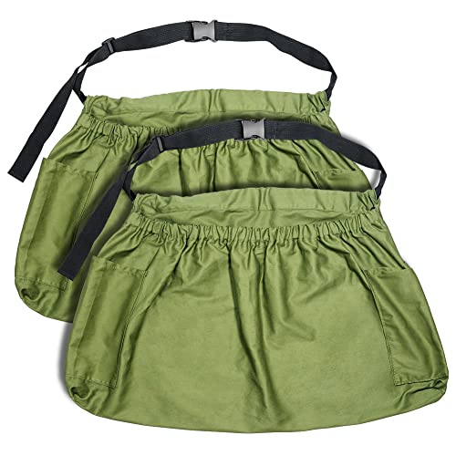 2 Pack Harvesting Apron,Garden Harvest Apron,Perfect for Weeding,Vegetables,Fruits,Berry Picking,Gathering Eggs Herb,Canvas Harvest Apron Waist Belt for Gardeners Women Men with 2 Pockets Handsfree