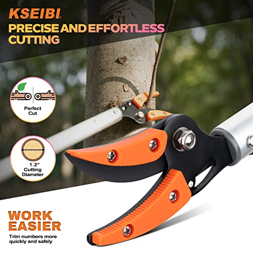 KSEIBI 143010 Long Reach Cut and Hold Bypass Pruner Max Cutting 1/2 inch (3.5 ft - 1.0 m)