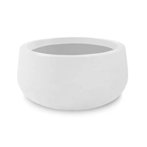 kante 16″ dia. round pure white finish concrete bowl planter, outdoor indoor large planter pot with drainage hole for garden, patio, balcony, deck, living room (rc0051b-c80011)