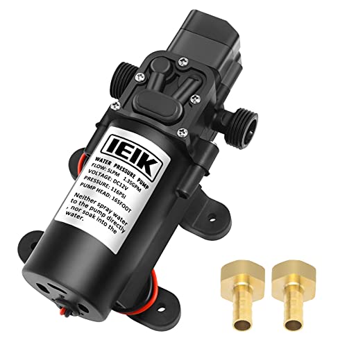 IEIK Water Pressure Diaphragm Pump DC 12V Pressure Switch Sprayer Pump 5LPM 1.35 GPM 116PSI 165ft Self Priming Pump for Caravan RV Boat Marine Agricultural Spraying Port