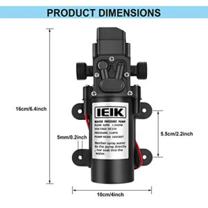 IEIK Water Pressure Diaphragm Pump DC 12V Pressure Switch Sprayer Pump 5LPM 1.35 GPM 116PSI 165ft Self Priming Pump for Caravan RV Boat Marine Agricultural Spraying Port