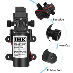 IEIK Water Pressure Diaphragm Pump DC 12V Pressure Switch Sprayer Pump 5LPM 1.35 GPM 116PSI 165ft Self Priming Pump for Caravan RV Boat Marine Agricultural Spraying Port