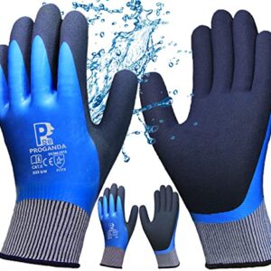 PROGANDA Waterproof Gardening Gloves Superior Grip Coating Durable for Garden Construction Cold Weather Car Cleaning Fishing Multipurpose