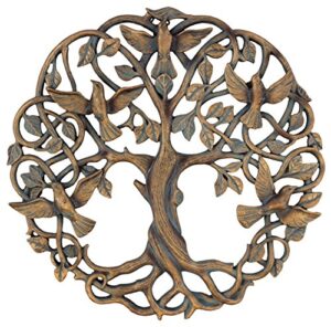 old river outdoors tree of life / birds of peace wall plaque 11 5/8″ decorative celtic dove garden art sculpture