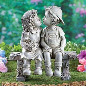 Collections Etc First Kiss, Puppy Love, Kissing Couple Garden Sculpture, 8 1/4" L x 4 3/4" W x 9" H