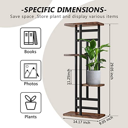 INGIORDAR Plant Stand 4 Tier 5 Potted Indoor Corner Tiered Plant Organizer Metal Flower Pot for Display Multiple Plants Storage Garden Balcony Living Room, Black