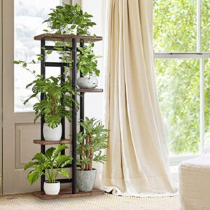 INGIORDAR Plant Stand 4 Tier 5 Potted Indoor Corner Tiered Plant Organizer Metal Flower Pot for Display Multiple Plants Storage Garden Balcony Living Room, Black