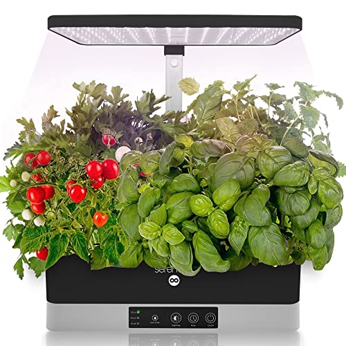 SereneLife Hydroponic Herb Garden 11 Pods, Indoor Growing System ,Smart Indoor Plant System w/Height Adjustable LED Grow Light (Black)