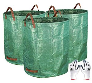 gardzen 3-pack 72 gallons garden bag – reuseable heavy duty gardening bags, lawn pool garden leaf waste bag