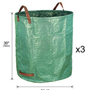 Gardzen 3-Pack 72 Gallons Garden Bag - Reuseable Heavy Duty Gardening Bags, Lawn Pool Garden Leaf Waste Bag