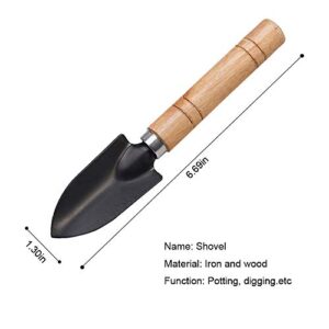 Huture Mini 3pcs Durable Spade Shovel Rake for Plant Potted Flowers Seedlings Loose Soil Erramientas Bonsai Wooden Handle Perfect Size for Little Hands Light Use Indoor Outdoor Gardening Care Gifts