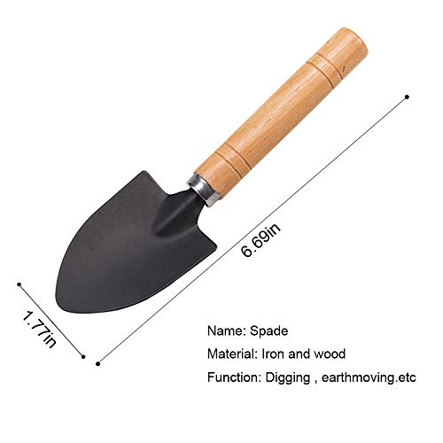 Huture Mini 3pcs Durable Spade Shovel Rake for Plant Potted Flowers Seedlings Loose Soil Erramientas Bonsai Wooden Handle Perfect Size for Little Hands Light Use Indoor Outdoor Gardening Care Gifts