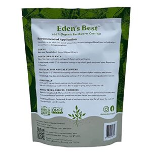 Eden’s Best Worm Castings Organic Fertilizer | 100% Organic Fertilizer | Organic Fertilizer for Vegetable Garden | Garden Fertilizer | 5 Pound Bag (2) Pack