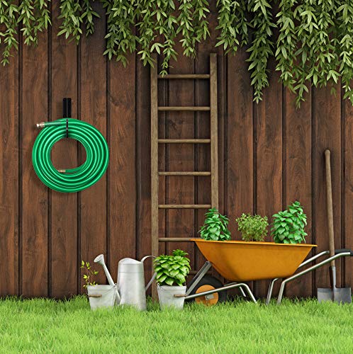 Urban Deco Hose Holder Hook, Wall Mounted Water Hose Storage Hanger,Heavy Duty Metal Hose Bracket,Holds 125-Feet of 5/8-Inch Hosepipe Black