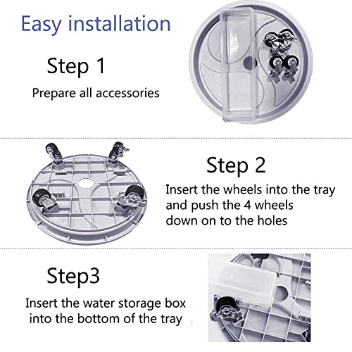 LQI 3 Packs Plant Caddy,（Wheels Upgraded） 13 inch Plant Stand with Wheels and Drainage Tray, Garden Rolling Plant Caddy with Wheels Brake, Round Plant Dolly for Moving Plant Pot（Grey）