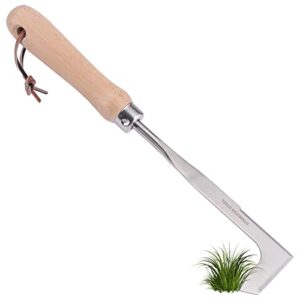 qwlwbu crack weeder,crevice weeding tool,manual weeder,stainless steel crevice weeding tool,l-shape blade,beige handle for garden,yard and driveway(size:12.6inch)
