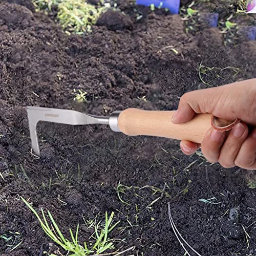 QWLWBU Crack Weeder,Crevice Weeding Tool,Manual Weeder,Stainless Steel Crevice Weeding Tool,L-Shape Blade,Beige Handle for Garden,Yard and Driveway(Size:12.6inch)