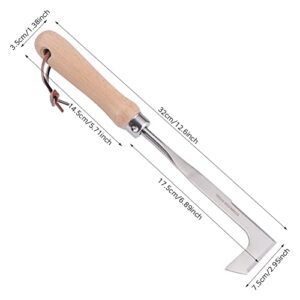 QWLWBU Crack Weeder,Crevice Weeding Tool,Manual Weeder,Stainless Steel Crevice Weeding Tool,L-Shape Blade,Beige Handle for Garden,Yard and Driveway(Size:12.6inch)