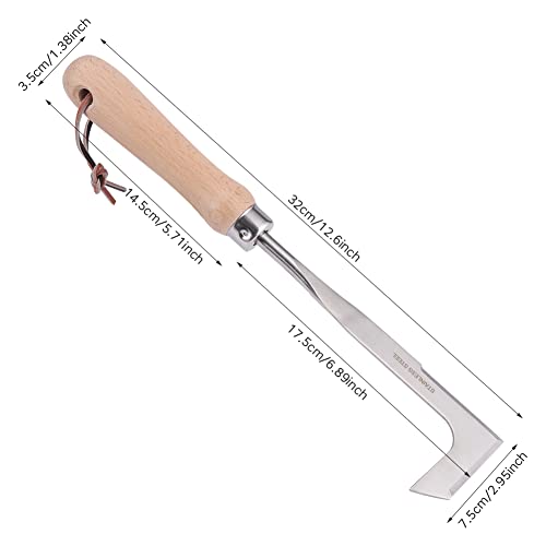 QWLWBU Crack Weeder,Crevice Weeding Tool,Manual Weeder,Stainless Steel Crevice Weeding Tool,L-Shape Blade,Beige Handle for Garden,Yard and Driveway(Size:12.6inch)