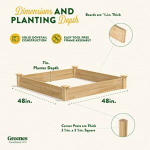 Greenes Fence Raised Garden Bed, 48" L x 48" W x 7" H, Cedar