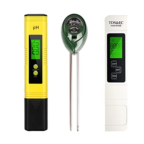 AmzFan PH Meter, 3 in 1 Garden Soil Test Kit, TDS PPM Meter, Soil Test Kit for Indoor/Outdoor Plants Plant Soil Moisture Tester Combination for Home, Lab, Garden