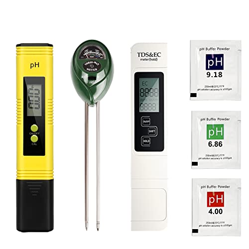 AmzFan PH Meter, 3 in 1 Garden Soil Test Kit, TDS PPM Meter, Soil Test Kit for Indoor/Outdoor Plants Plant Soil Moisture Tester Combination for Home, Lab, Garden