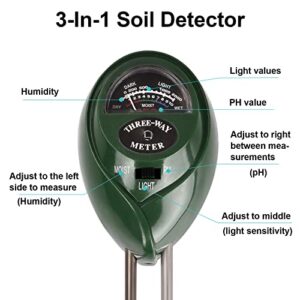 AmzFan PH Meter, 3 in 1 Garden Soil Test Kit, TDS PPM Meter, Soil Test Kit for Indoor/Outdoor Plants Plant Soil Moisture Tester Combination for Home, Lab, Garden