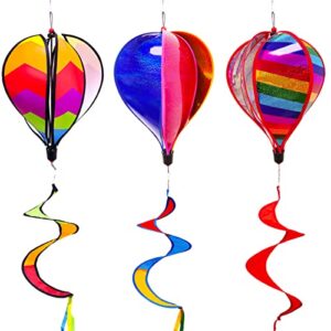 3pcs hot air balloon wind spinners rainbow wind spinners hanging garden spinner pinweels sparkly colorful windsock rotating windmill wind twister for yard and garden outdoor decor