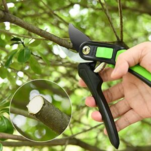 Evcitn 8.6" Garden Pruning Shears(K88), Bypass Pruning Shears with 1 Inch Cutting Capacity, Tree Trimmer, Branch Cutter, Hedge Clippers, Ergonomic Garden Tool, Green