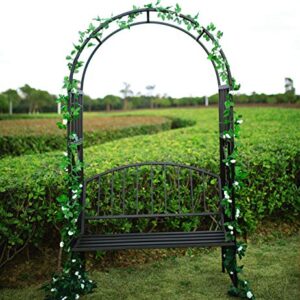 1. GO Steel Garden Arch with Seat for 2 People, 6'9" High x 3'9" Wide, Garden Arbor for Various Climbing Plant, Outdoor Garden Lawn Backyard