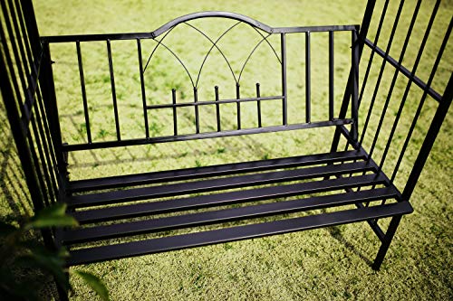 1. GO Steel Garden Arch with Seat for 2 People, 6'9" High x 3'9" Wide, Garden Arbor for Various Climbing Plant, Outdoor Garden Lawn Backyard