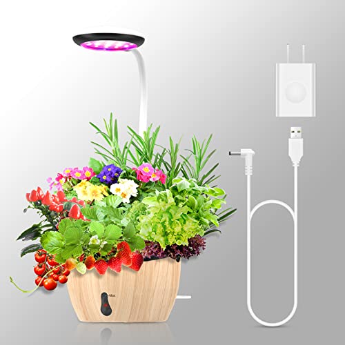 Indoor Gardening System, HYPERECHO Grow Light with Pot, Plant Grow Lights for Indoor Plants with Automatic Watering, Indoor Herb Garden with Auto On/Off Timer 8/12/16H 5V Low Safe Voltage