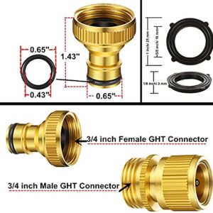 Piroir Garden Hose Quick Connect, Solid Brass Garden Hose Connectors 3/4 Inch GHT Water Hose Fitting for Garden(5 Set of Male & Female Water Hose Connectors)