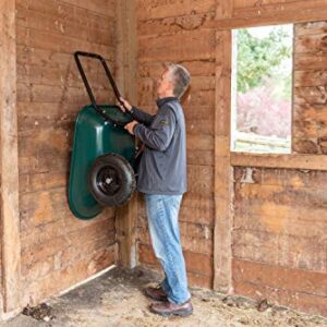 Marathon Yard Rover – 2 Tire Wheelbarrow Garden Cart - Green/Black