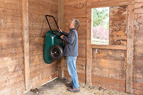 Marathon Yard Rover – 2 Tire Wheelbarrow Garden Cart - Green/Black