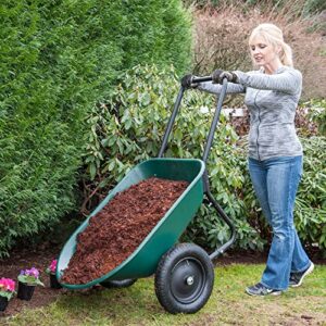 Marathon Yard Rover – 2 Tire Wheelbarrow Garden Cart - Green/Black