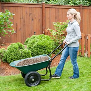 Marathon Yard Rover – 2 Tire Wheelbarrow Garden Cart - Green/Black