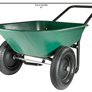 Marathon Yard Rover – 2 Tire Wheelbarrow Garden Cart - Green/Black