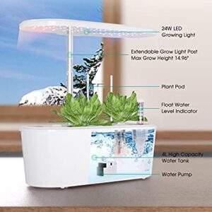 ZMHOO Hydroponics Growing System Indoor Garden, Plant Germination Kit with 2 Led Grow Light Modes, Smart Timer Starter Kit, Adjustable Easy-to-Install Magnetic Light Rod for Home, Kitchen, Gardening