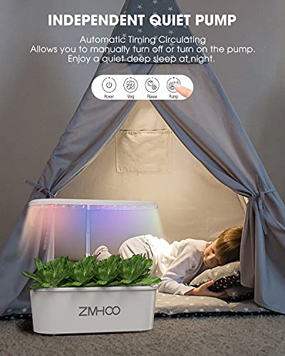 ZMHOO Hydroponics Growing System Indoor Garden, Plant Germination Kit with 2 Led Grow Light Modes, Smart Timer Starter Kit, Adjustable Easy-to-Install Magnetic Light Rod for Home, Kitchen, Gardening