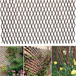 helprise expandable willow lattice fence panel plant support garden trellis willow trellis fence for climbing plants vine ivy rose cucumbers clematis outdoors garden yard ,36x92 inch(2pc)