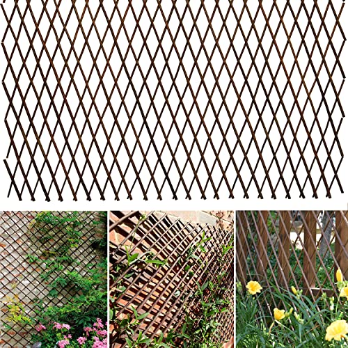 Helprise Expandable Willow Lattice Fence Panel Plant Support Garden Trellis Willow Trellis Fence for Climbing Plants Vine Ivy Rose Cucumbers Clematis Outdoors Garden Yard ,36X92 Inch(2PC)