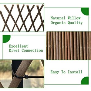 Helprise Expandable Willow Lattice Fence Panel Plant Support Garden Trellis Willow Trellis Fence for Climbing Plants Vine Ivy Rose Cucumbers Clematis Outdoors Garden Yard ,36X92 Inch(2PC)