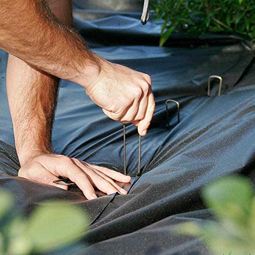 OK5STAR 200 Pack 12" Garden Stakes Pins,Heavy Duty Garden Landscape Staples Stakes Pins Galvanized Landscape Fabric Staples Sod Ground Staple for Anchoring Weed Barrier Fabric