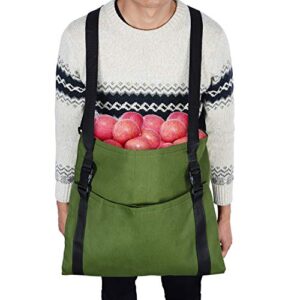 v&h fruit picking bag vegetable harvest apples berry garden picking bag garden apron,farm helper, free your arm and hand, green, xlarge