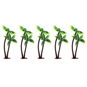 E-outstanding Miniature Coconut Tree 5PCS 13cm Plastic Coconut Palm Trees Mini Plant Pots Bonsai Craft for Micro Landscape Dollhouse Fairy Garden DIY Decor