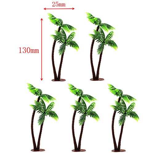 E-outstanding Miniature Coconut Tree 5PCS 13cm Plastic Coconut Palm Trees Mini Plant Pots Bonsai Craft for Micro Landscape Dollhouse Fairy Garden DIY Decor