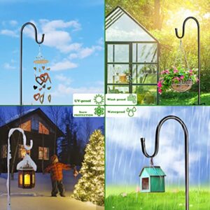 Shepherd Hook Plant Hangers Outdoor (76 inch) with 5 Prong Base, 2 Pack Adjustable Shepherd Hooks for Outdoor Garden Decor Hanging Bird Feeder Pole Plants Holders, Matte Black