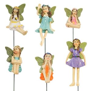 beruyu 6 pieces fairy garden accessories, fairy garden miniature fairies figurines for mini garden lawn and potted plants decoration